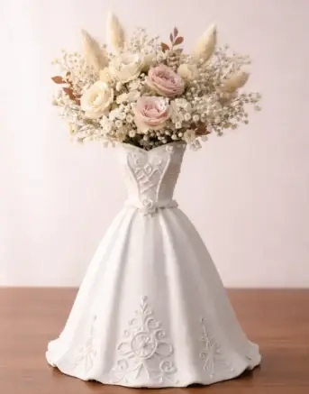 Vaso Decorativo Vestido com Flores - imagem 1